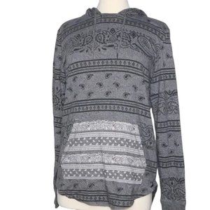 Urban Outfitters "On The Byas" Grey Printed Long Sleeve Hoodie